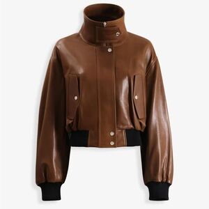 NWT Nour Hammour Briar leather jacket Praline, Small